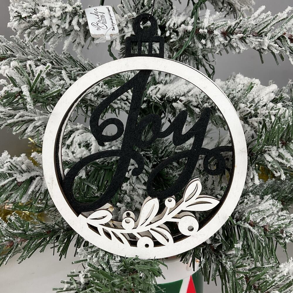 Christmas Tree Ornament—“JOY” Black And White-The Bridge Collection